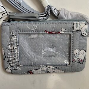 Vera Bradley  NWT   5x3  Zippered wallet  key ring   Lanyard  Quilted by/ Rd/ Bk